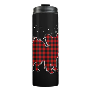 Papillon Christmas Dog Buffalo Plaid Thermal Tumbler