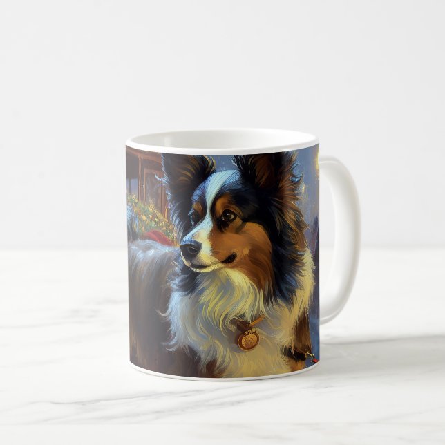 Papillon Christmas Festive Season Coffee Mug (Front Right)