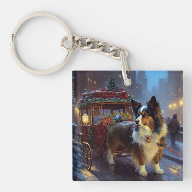 Papillon Christmas Festive Season Keychain (Front)