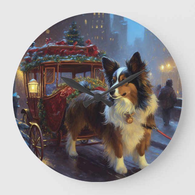 Papillon Christmas Festive Season Large Clock (Front)