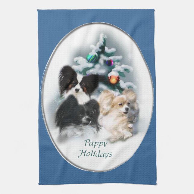 Papillon Christmas Gifts Kitchen Towel (Vertical)