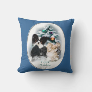 Papillon Christmas Gifts Throw Pillow