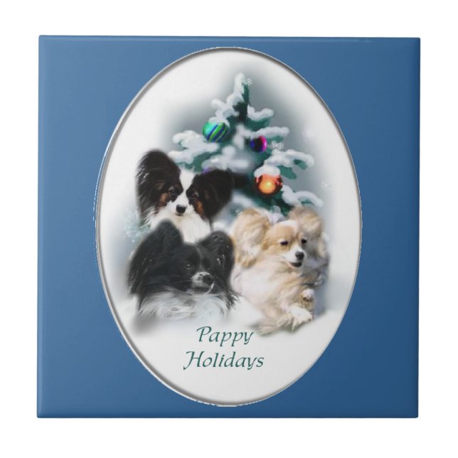 Papillon Christmas Gifts Tile (Front)