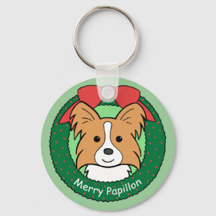 Papillon Christmas Keychain