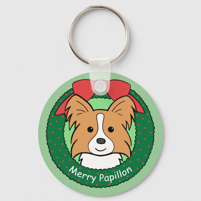 Papillon Christmas Keychain (Front)