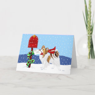 Papillon Christmas Mail Sable Holiday Card