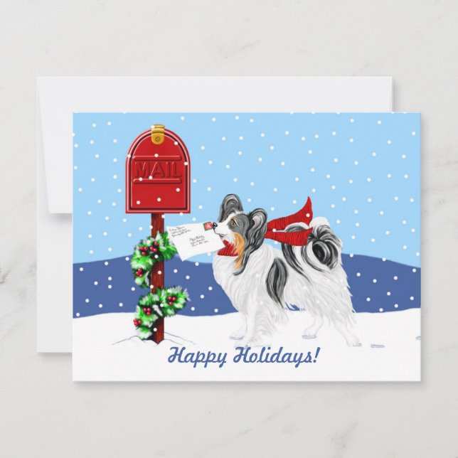 Papillon Christmas Mail Tri Colour Invitation (Front)