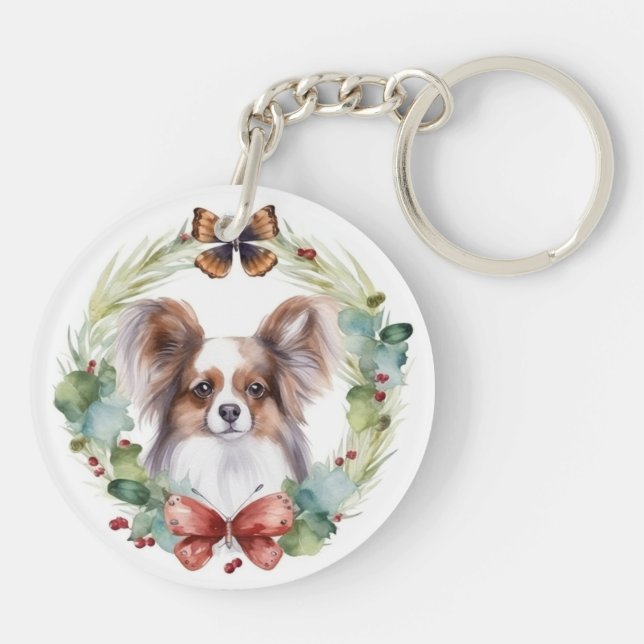 Papillon Christmas Wreath Festive Pup (Dos)