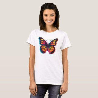 Papillon Coloré d'Art Pop – T-Shirt Rétro