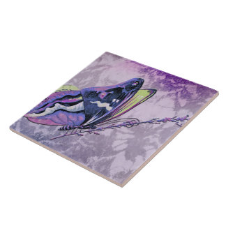 PAPILLON COLORÉ in LILAC, PURPLE and SPRING GREEN Tile