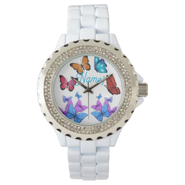 Papillon coloré montre féminine personnalisée (devant)