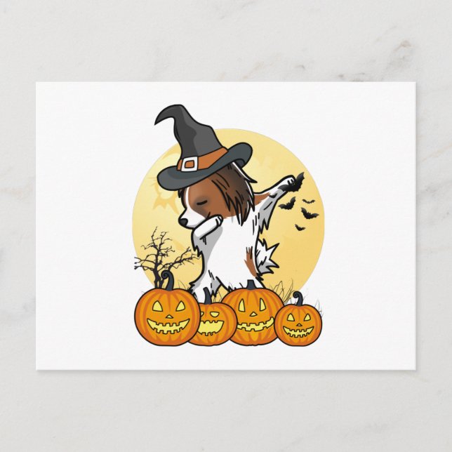 Papillon Dabbing Halloween Postcard (Front)