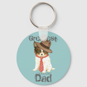 Papillon Dad Keychain