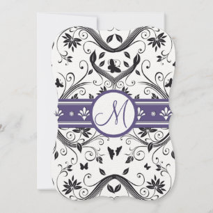 Papillon Damas noir et violet Faire-part de mariag