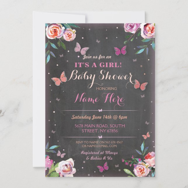 Papillon de baby shower c'est un invitation de (Devant)