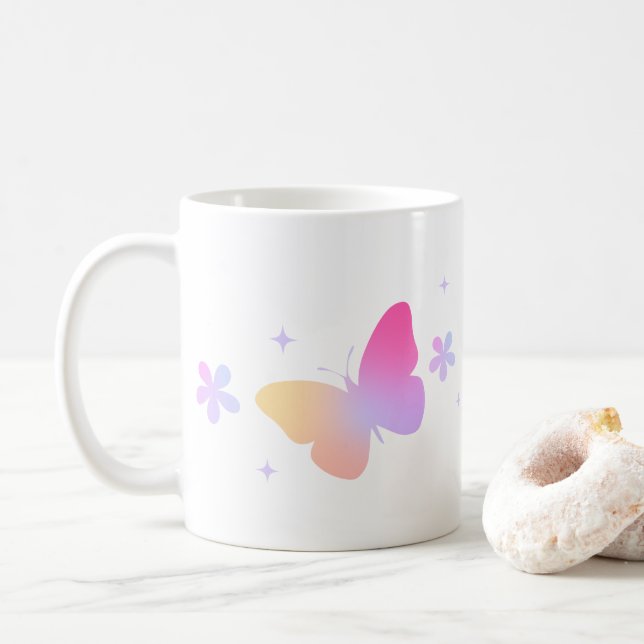 Papillon de charme Design Lait et café Mug (Avec donut)