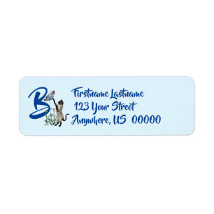 Papillon de chat siamois Monogramme Initiale B Adr