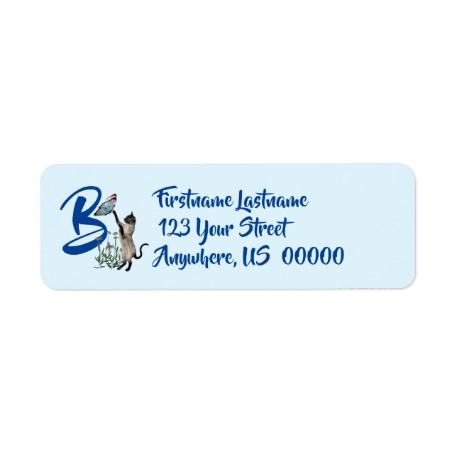 Papillon de chat siamois Monogramme Initiale B Adr (Devant)