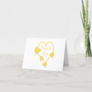 Papillon de couleur jaune Mariage de coeur Merci