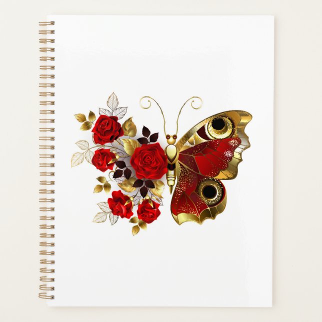 Papillon de fleurs rouges aux roses rouges (Devant)