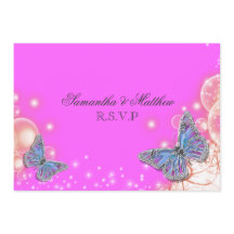 Papillon de mariage RSVP bleu violet rose