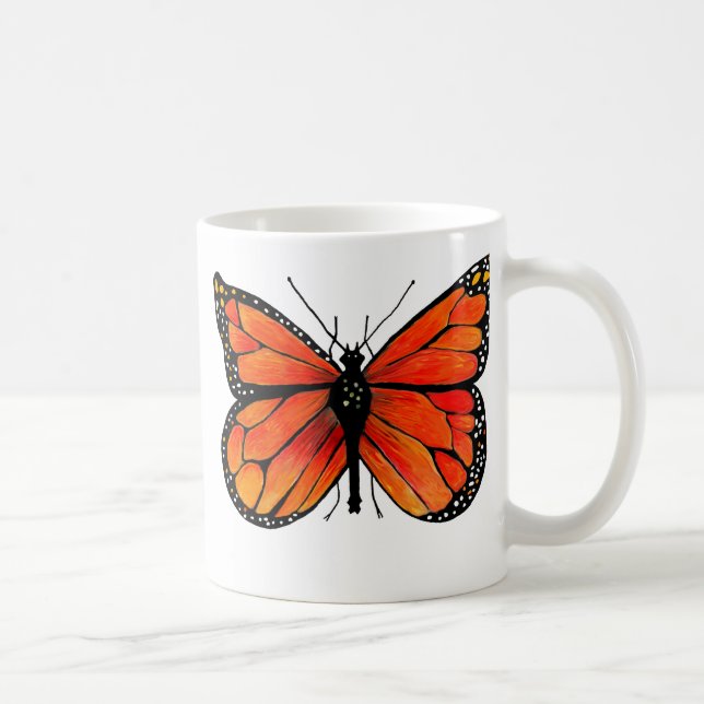 Papillon de monarque sur la tasse de café/thé (Droite)