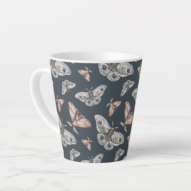 papillon de papillon de nuit motif Latte Mug (Angle gauche)