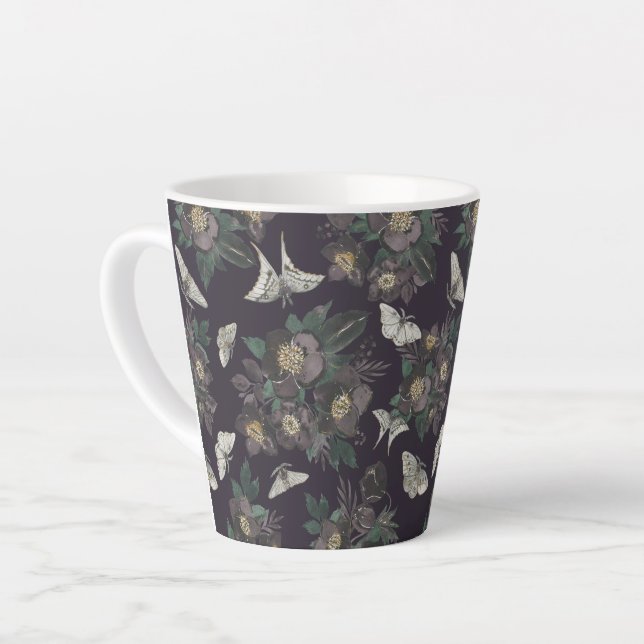 papillon de papillon de nuit motif Latte Mug (Angle gauche)