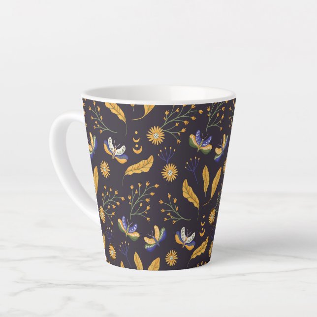 papillon de papillon de nuit motif Latte Mug (Angle gauche)