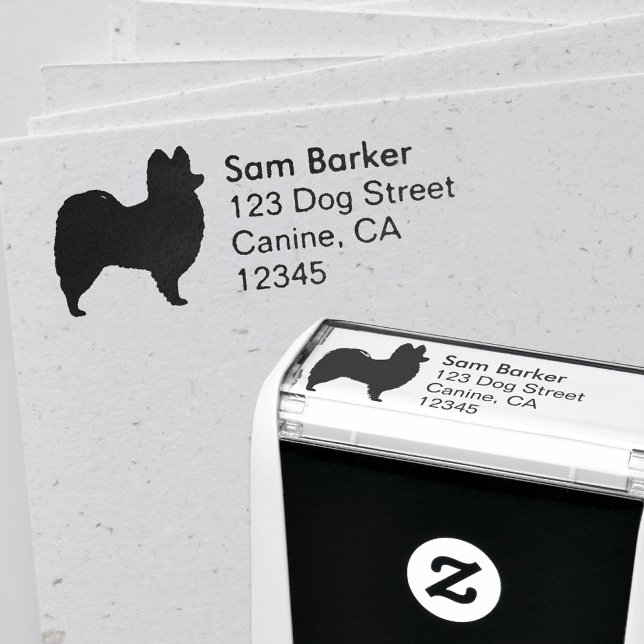 Papillon Dog Breed Silhouette Return Address Self-inking Stamp (Creator Uploaded)