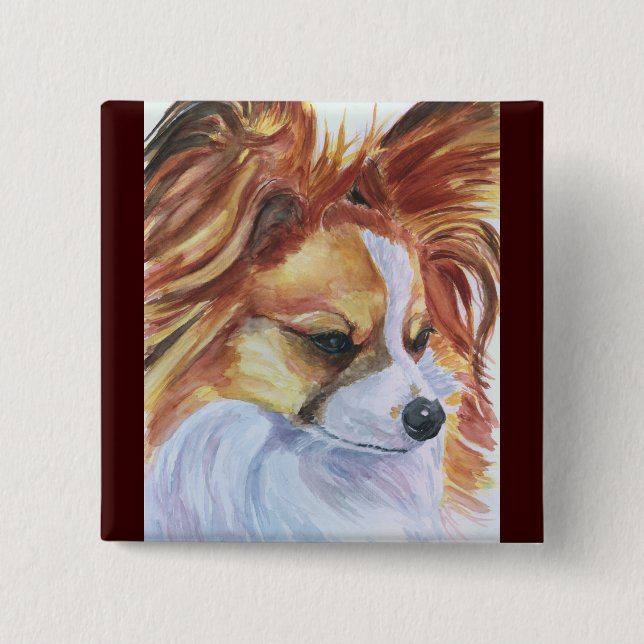 Papillon dog Button pins (Front)