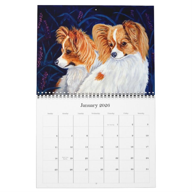 Papillon Dog Calendar (Jan 2026)