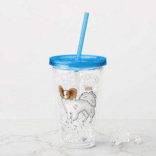 Papillon dog cartoon illustration  acrylic tumbler