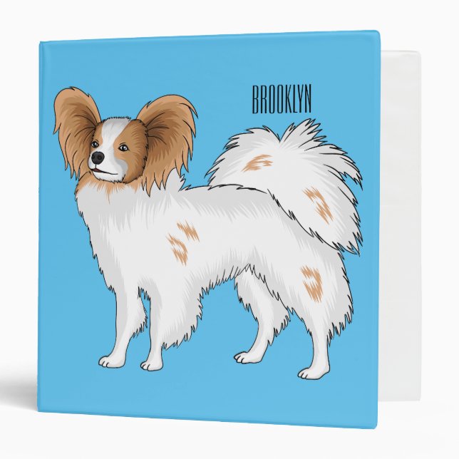 Papillon dog cartoon illustration binder (Front/Inside)