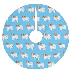Papillon dog cartoon illustration brushed polyester tree skirt