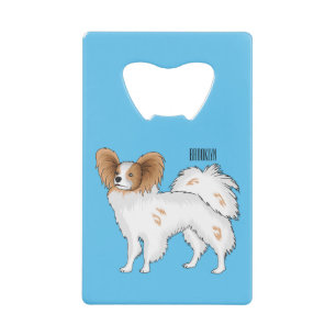 Papillon dog cartoon illustration credit card bottle opener