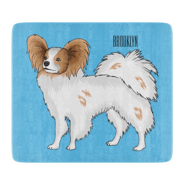 Papillon dog cartoon illustration cutting board (Front)
