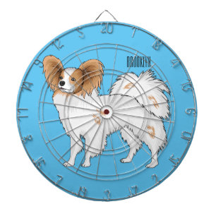 Papillon dog cartoon illustration dartboard