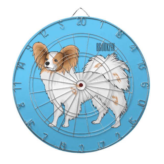 Papillon dog cartoon illustration dartboard (Front)