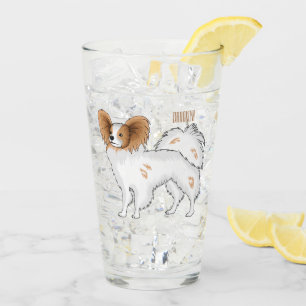Papillon dog cartoon illustration glass