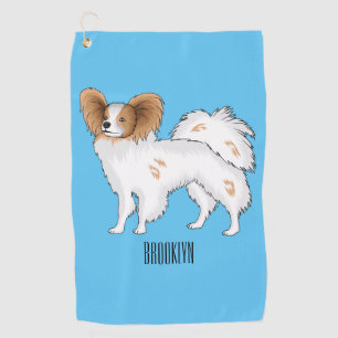 Papillon dog cartoon illustration golf towel