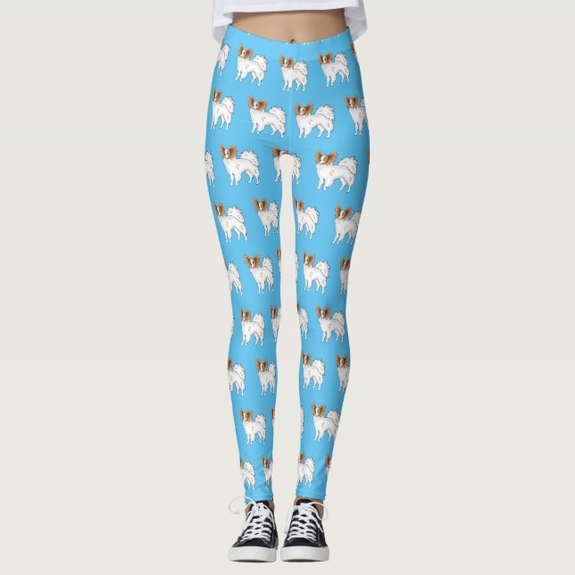 Papillon dog cartoon illustration leggings (Front)