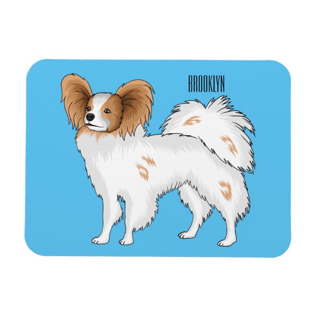 Papillon dog cartoon illustration magnet (Horizontal)