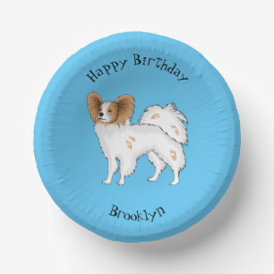 Papillon dog cartoon illustration paper plate