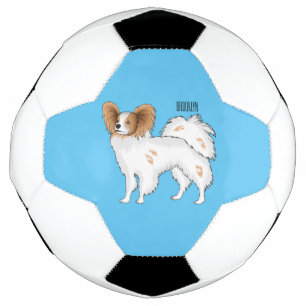 Papillon dog cartoon illustration soccer ball