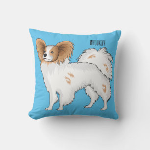 Papillon dog cartoon illustration throw pillow