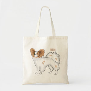 Papillon dog cartoon illustration tote bag