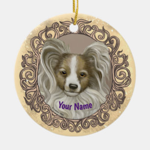 Papillon Dog Ceramic Ornament