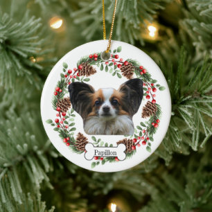 Papillon dog ceramic ornament