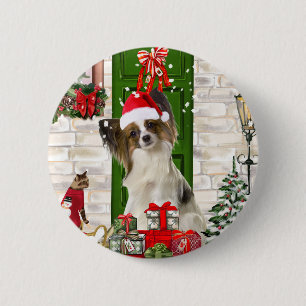 Papillon Dog Christmas  2 Inch Round Button